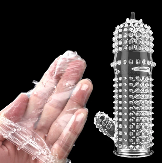 Soft Silicone Reusable Spike Condom & Extender Toy Dotted Ribbed condom